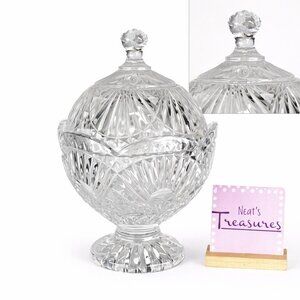 Godinger Crystal Shannon FREEDOM Vertical Fan Design Clear Covered Candy Dish